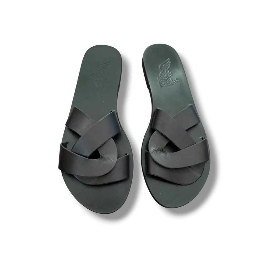 Ancient Greek Sandals Desmos Slide Womens EU 39 Black Vachetta Leather Box